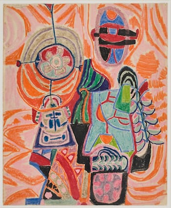 Robert Duncan, "Untitled" (1947), wax crayon on paper, 29 x 23 in