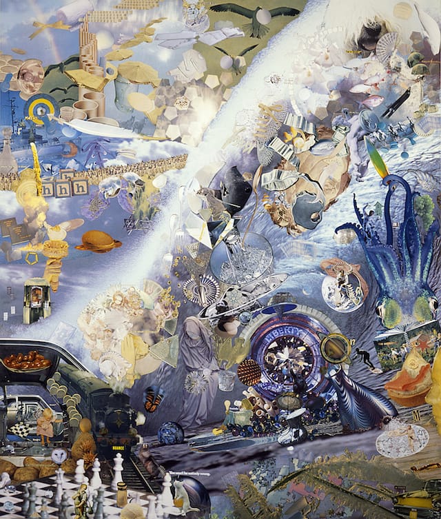 Jess, "Sent On The VIIth Wave" (1979), collage and mixed media, 39 x 33 in. 