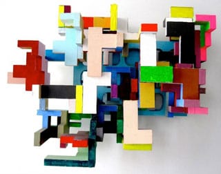 Tom Burtonwood, “Construction #6″ (2011), painted wood, 13 x 16 x 8 in