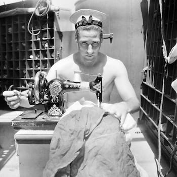 Photograph by Cecil Beaton of a sailor on the HMS Alcantara in 1942 (courtesy Imperial War Museums)