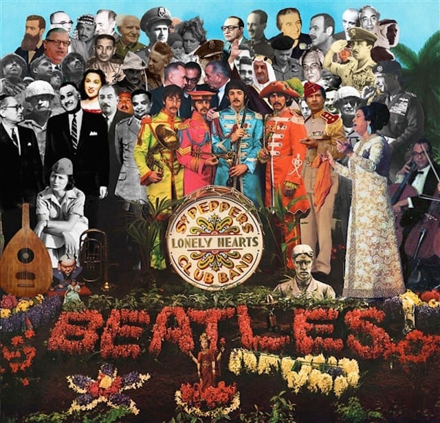 Michael Rakowitz's remixed Sgt. Pepper's Lonely Hearts Club Band album cover via rhoffmangallery.com