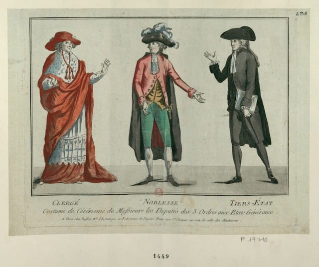 The dress of the clerby, nobility, and Third Estate (1789) (via French Revolution Digital Archive)