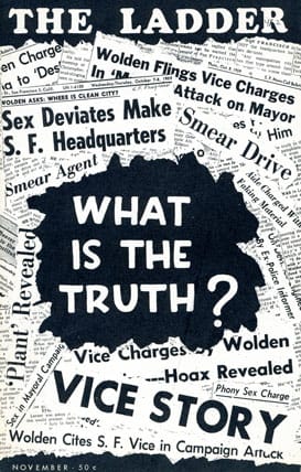 Cover of "The Ladder," November 1959 issue. (Courtesy of the Brooklyn Museum - http://www.brooklynmuseum.org/exhibitions/lorraine_hansberry/what_is_truth_ladder_cover.php)