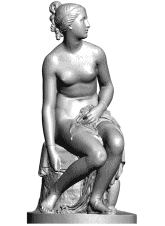 Laric's 3D scan of John Gibson's "Nymph Untying her Sandal" (19th century), stone and marble (via lincoln3dscans.co.uk)