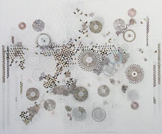 Tine Lundsfryd, "- + -" (2010–11) oil, pencil and colored pencil on linen, 60 x 72 in (click to enlarge)