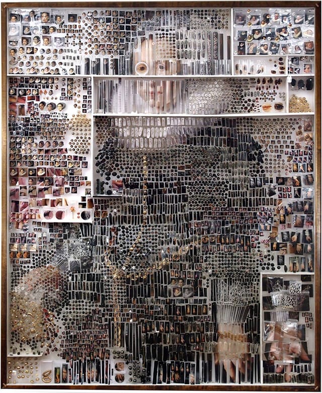 New York artist Michael Mapes creates works that look like they could be part portrait and part science. His latest series is a take on Golden Age Dutch portraiture using specimen boxes. "Dutch female specimen: J," (2013),  28″w x 34″ h x 3.5″ d. photographic prints, insect pins, pinning foam, gelatin capsules, glass vials, test tubes, paint samples, cast resin, magnifying boxes, plastic specimen bags, cotton thread (via Colossal)