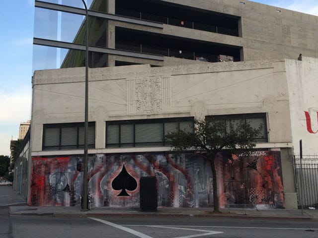 Risk's Miller Fortune mural for the LA Freewalls Project (all photos by the Hrag Vartanian for Hyperallergic)