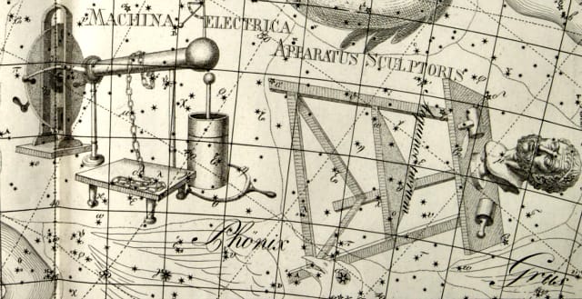 The "Apparatus Sculptoris" constellation in Bode's Uranographia (via University of Oklahoma History of Science Collections)