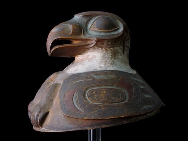 Tlingit Helmet discovered last year in the archives of the Springfield Science Museum (courtesy Springfield Science Museum)