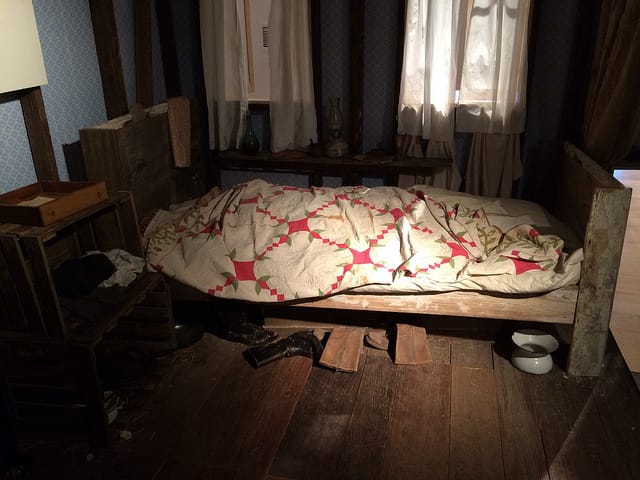 A view of Fein's recreation of the bed Lincoln and Joshua Speed shared.