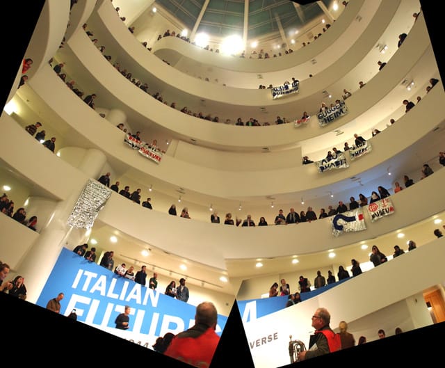 A view of the intervention from the floor of the atrium. (image provided by G.U.L.F. aka Gulf Ultra Luxury Faction)