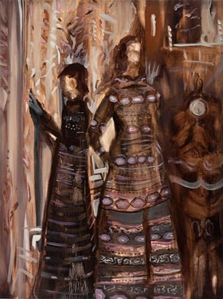 Kimberly Brooks, "Mahogony Lament," oil on linen on panel, 40 x 30 in (click to enlarge)