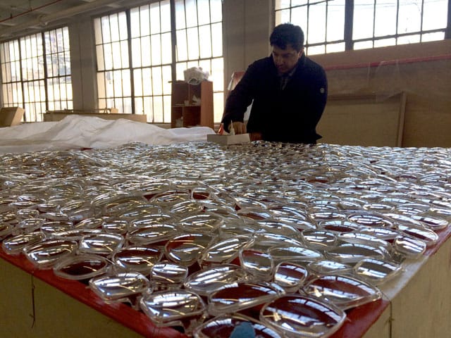 Artist David Datuna working on "Portrait of America" (click to enlarge)