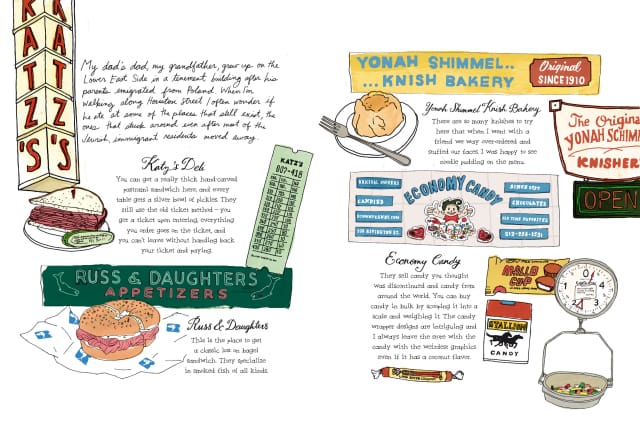 Food on the Lower East Side in "Hello NY" by Julia Rothman