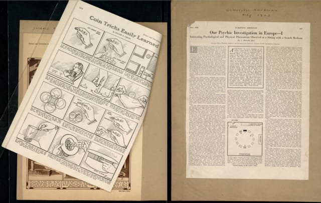 Houdini's scrapbook on spiritualism, magic tricks, & articles from Scientific American (1922-24)