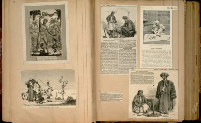 Houdini's "Scrapbook about snake charmers and other conjurers" (1832-1914)