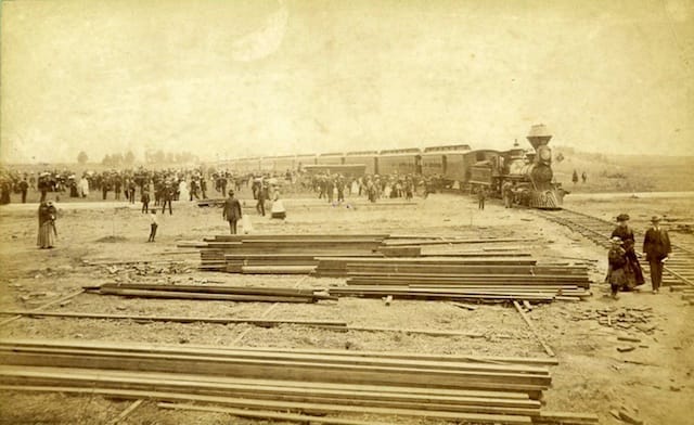 E.G. Morrison (ca. 1827–1888), Southern Pacific Railroad entering Santa Monica, 1878. Albumen print, Ernest Marquez Collection. The Huntington Library, Art Collections, and Botanical Gardens.