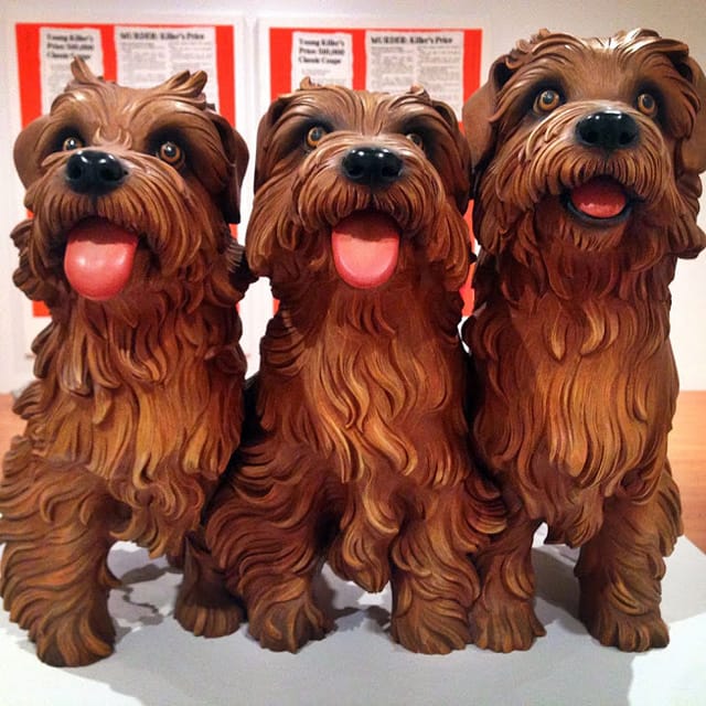 Three Puppies" by Jeff Koons is part of the new reinstall of the Museum of Contemporary Art in Los Angeles's new permanent collection reinstall that went on view this weekend at MOCA Grand Avenue. (via MOCA's Google+ page)