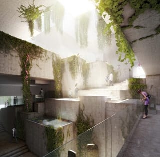 A view of the interior of the proposed Maya Museum in Guatemala City.