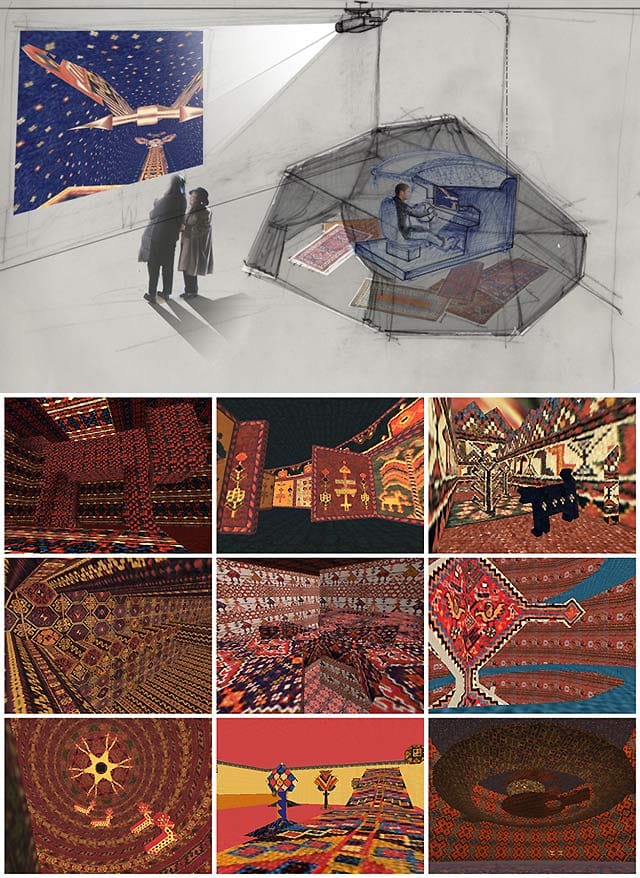 Mel Chin, "KNOWMAD", 2000 - installation sketch and screenshots from video game - via melchin.org