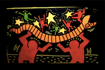 "The Snake", acrylic on canvas, circa 1985, attributed to Keith Haring.