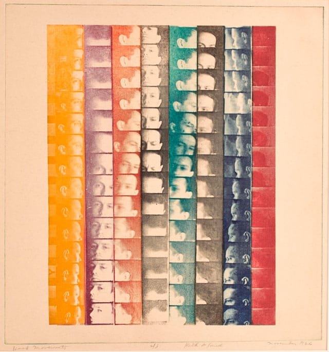 Keith Smith, "Head Movements" (1966),  photo etching, colored inks on etching paper (Collection of Richard and Ronay Menschel) (© Keith Smith, courtesy Bruce Silverstein Gallery, NY)