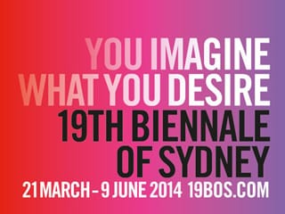 The logo and a sample of the graphic identity of this year's Sydney Biennale. (via sydney.com)
