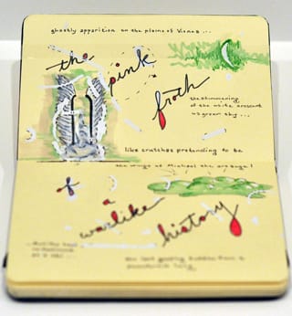 A notebook by Allan Sekula, ink, marker, and correction fluid on paper