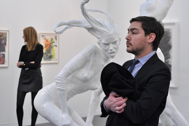 Cajsa von Zeipel, "HOLES IN THE WALL - flat shoe portal" (2014), styrofoam, aqua resin, fiberglass, plaster, at Andréhn-Schiptjenko gallery (all photos by the author for Hyperallergic)