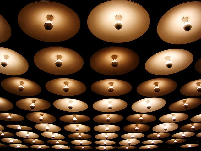 The lobby lights of the Whitney Museum (image via Jo Poon's Flickstream)
