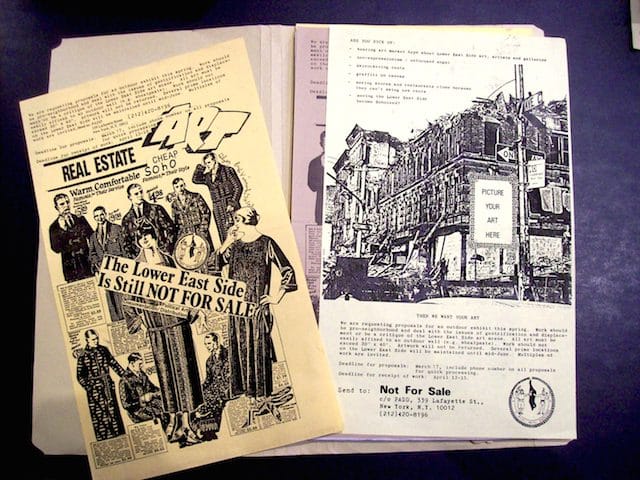 Exhibition proposal flyers produced by PAD/D’s “Not For Sale (NFS)/Anti-gentrification committee (click to enlarge)