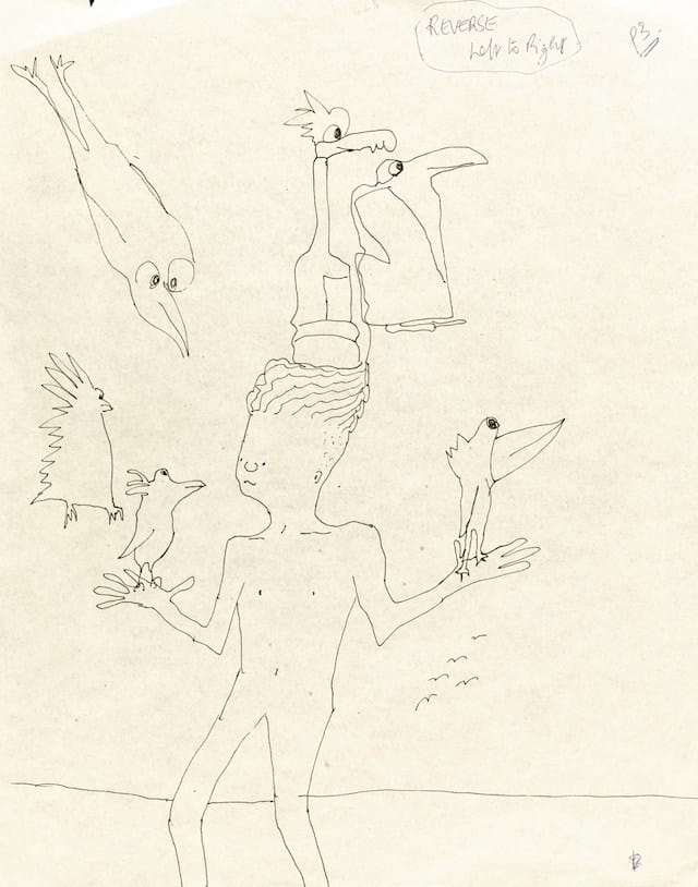 9156 boy with six birds