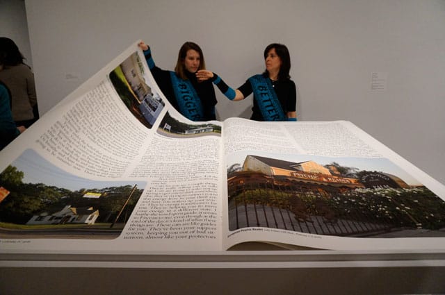 Lisa Anne Auerbach, "American Megazine #2" (2014), inkjet prints and staples, twenty pages (all photos by the author for Hyperallergic unless otherwise noted)