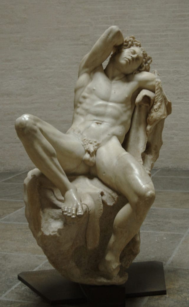 The original "Drunken Stayr," aka "Barberini Faun," on view at the Glyptothek in Munich (photo via Wikimedia Commons)