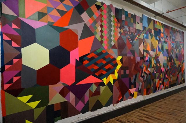 A mural by curator Christine Finley hanging in the hallway