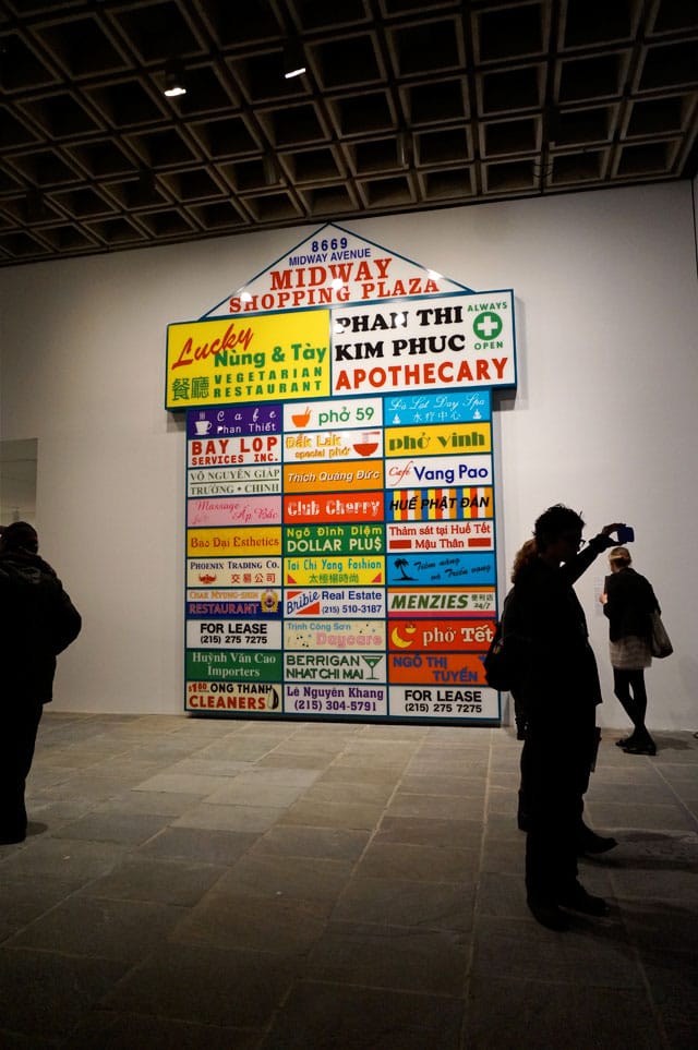 Ken Lum, "Midway Shopping Plaza" (2014), powder-coated aluminum and enameled plexiglass (click to enlarge)