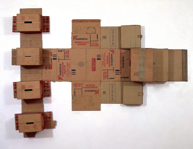Robert Rauschenberg, "Nabisco Shredded Wheat (Cardboard)" (1971), cardboard. 70 in x 95 in x 11 in. (The Museum of Modern Art, New York. Gift of Robert Rauschenberg Foundation; and Committee on Painting and Sculpture Funds)
