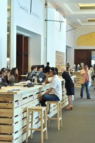 A London online radio channel was broadcasting live from the lobby of Art Dubai's contemporary section.