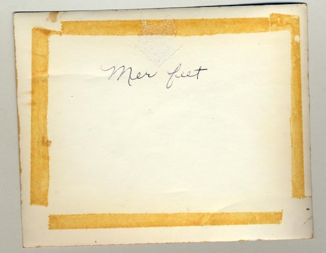 "Mer feet" label on the back of the photograph at the top of this post