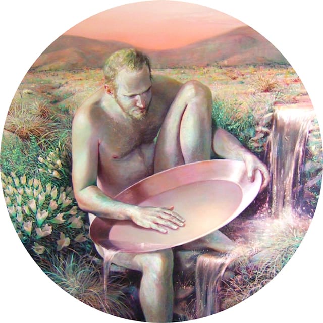Robin F. Williams, "Gold Panner" (2012), oil on canvas, 54 in in diameter (click to enlarge)