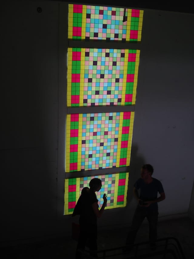 "Light notes" (2006), Post-it notes on window, dimensions variable