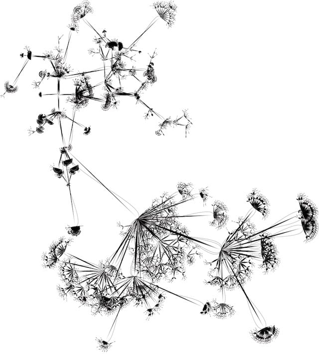 Oli Laruelle, "Invisible Commitments" (2009), visualizing data & effort behind an open-source software development project