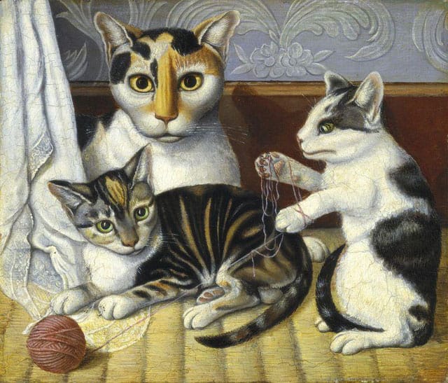 But can Bearden beat out this painting of "Cats and Kittens" (c. 1872/1883) by an unknown artist, selected by the National Gallery? (image via arteverywhereus.org) (click to enlarge)