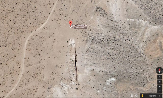 Michael Heizer's "Double Negative," as seen in Google Earth