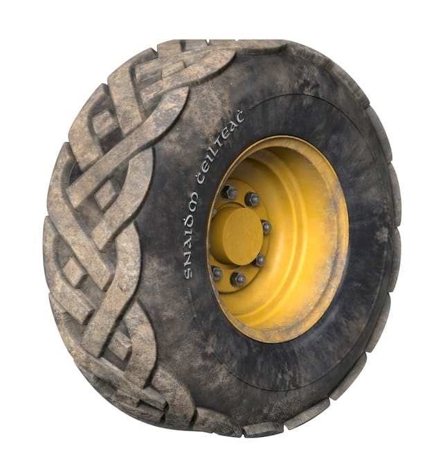 Historic Preservationist Series (Heavy Equipment Tires) Four archival dye-infused prints on aluminum, 30” x 28”, 2014 1) Snaidhm Cheilteach (Celtic knot) After Irish cable knit patterns