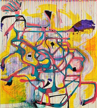 Joanne Greenbaum, _Untitled_ (2014) Oil, Oil Crayon, Acrylic and Ink o canvas (A)