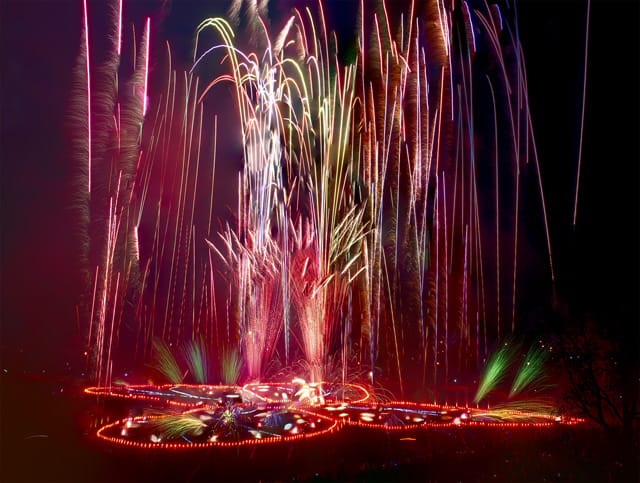 A photo of Judy Chicago's "Butterfly for Brooklyn" firework display on Saturday, April 26. (photo © Donald Woodman, courtesy Brooklyn Museum)