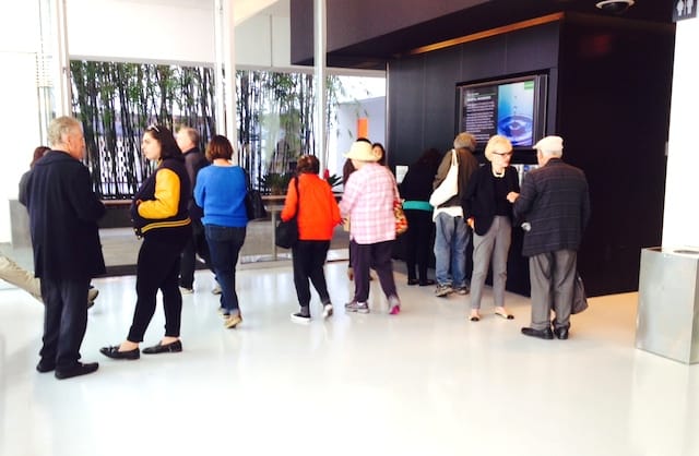 Mindful Awareness participants gathered outside the lecture hall after the event concluded.