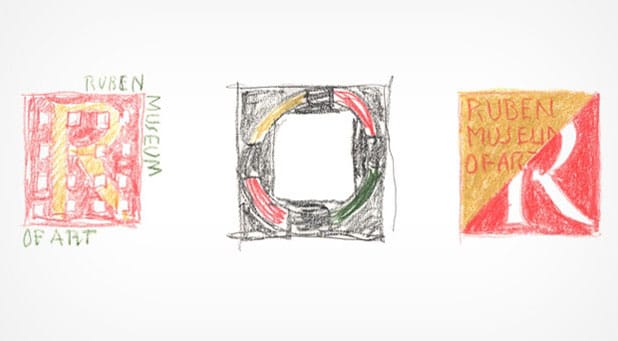 Glaser's sketches for the logo of the Rubin Museum of Art (via miltonglaser.com)