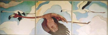 Manookian's last painting, "Flamingos in Flight” (1931) (via “Arman Manookian: An Armenian Artist in Hawai'i")